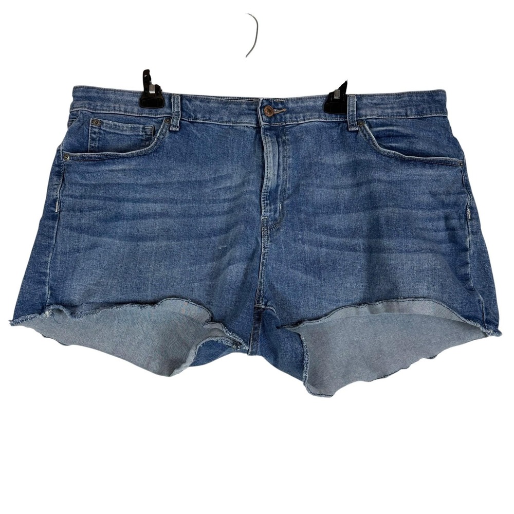 Signature Levi Strauss Shorts‎ Womens 20 Blue High Rise Cutoff Raw Hem Stretch